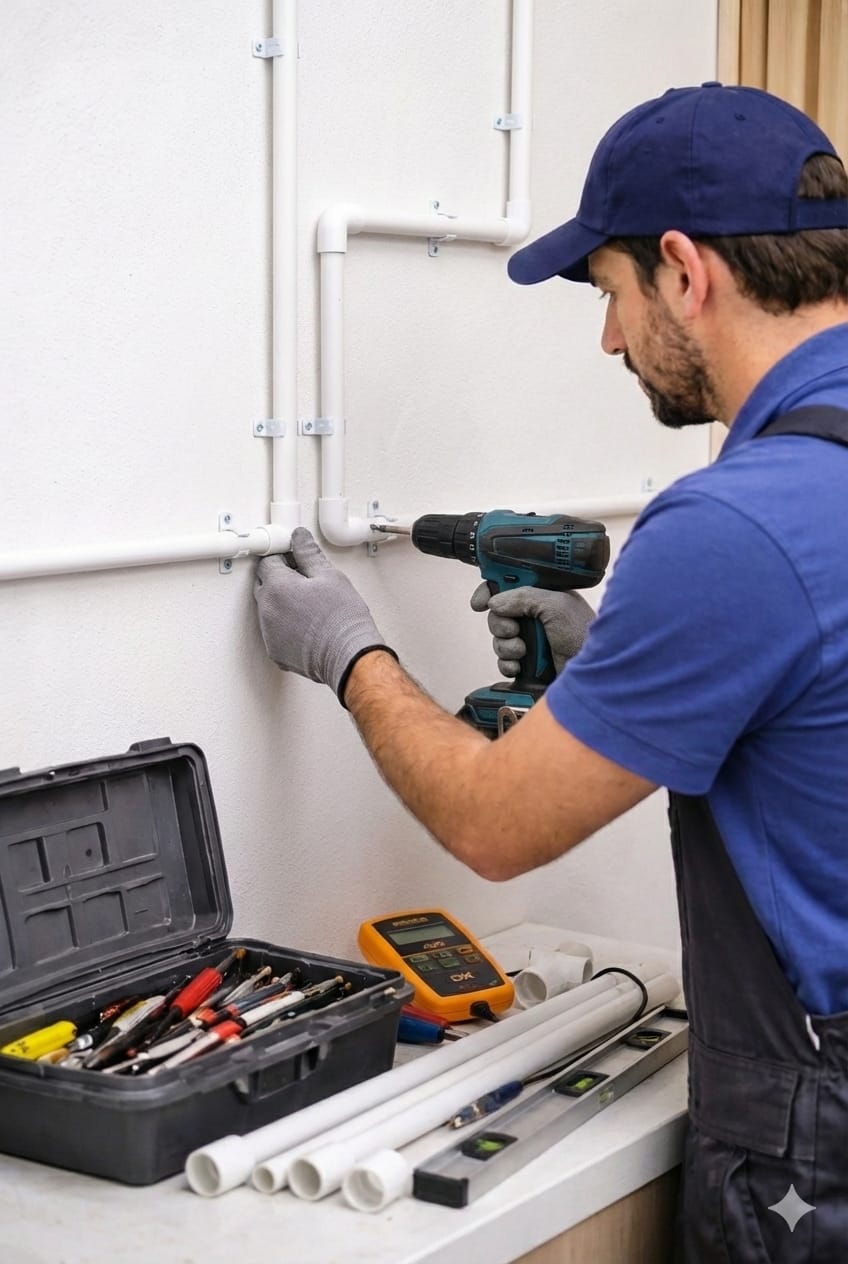 Instalação de eletrodutos externos