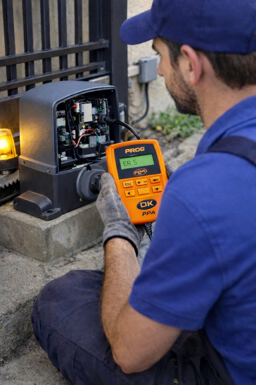 Motor de portão automático instalado em residência