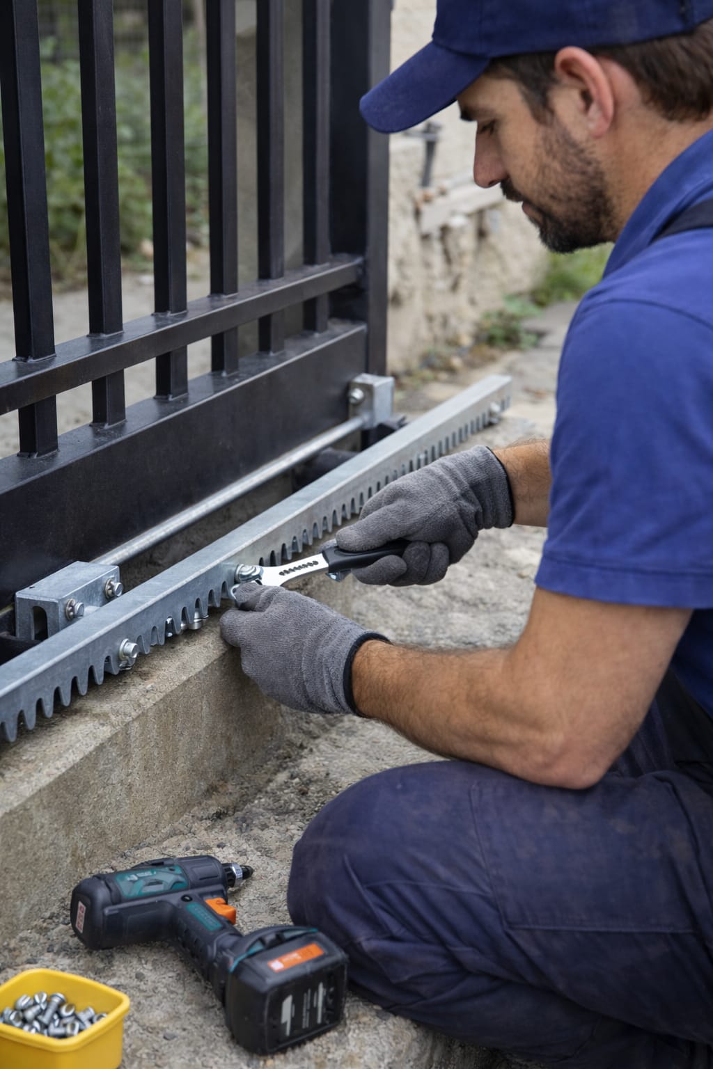 Manutenção de cremalheira de portão automático